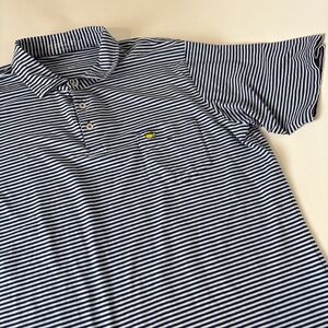 B Draddy Sport USA Masters Augusta Logo Polo Shirt Mens M Blue striped